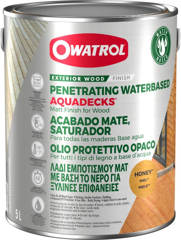 Aquadecks miel saturador mate al agua 5 lt