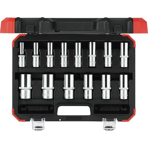 Set-socket 1/2 versión larga. de 14 piezas