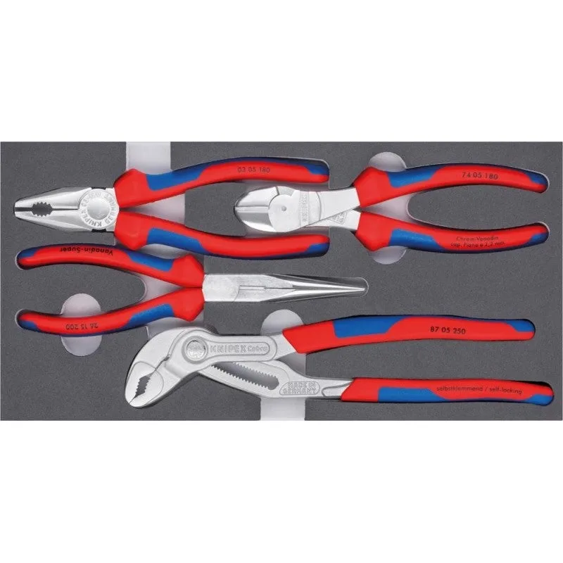 Knipex juego de alicates basic chrome 002001v17, 4 piezas 00 20 01 v17
