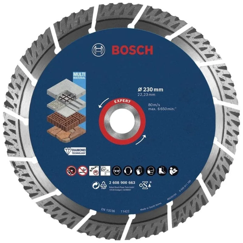 Disco de corte diamantado bosch expert multi-material 230 mm - 2608900663