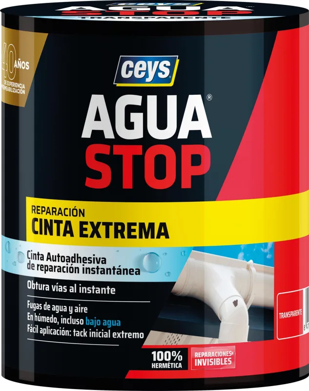 Cinta de reparación extrema instantánea aguastop ceys 1.5 m transparente