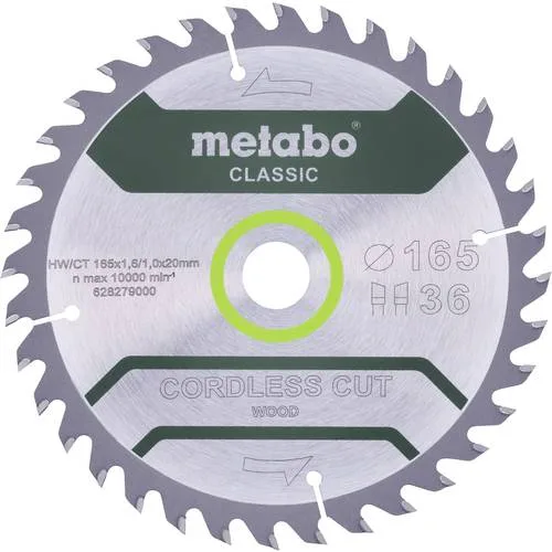 Hoja clásica cordless cut wood hw/ct 165x20, 36 wz 15° para sierra circular