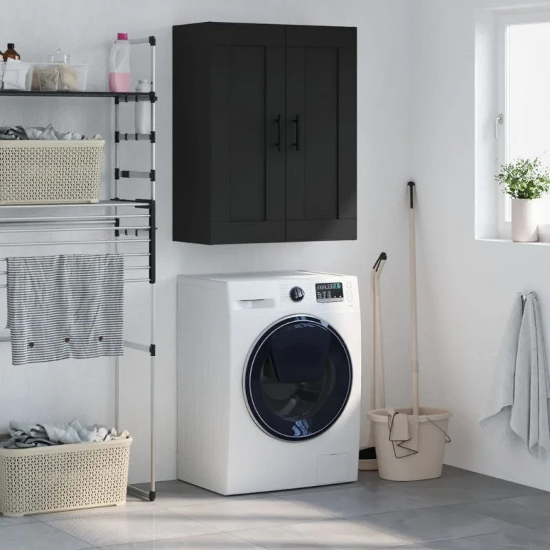 Vidaxl armario de pared madera de ingeniería negro 69,5x34x90 cm