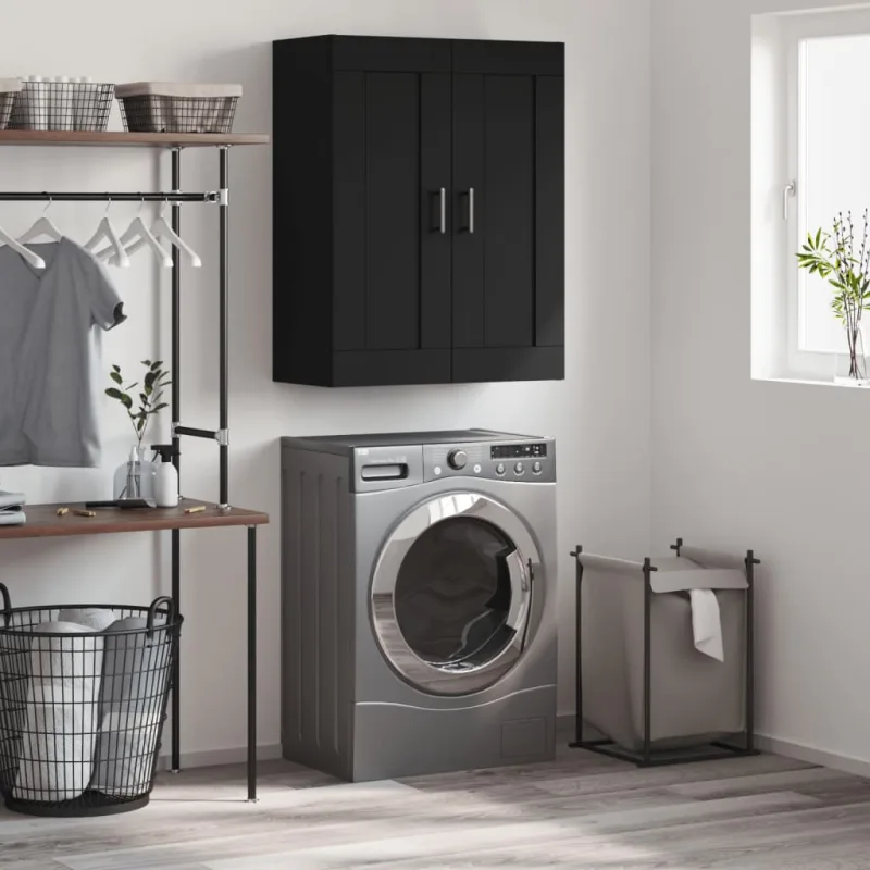 Vidaxl armario de pared madera de ingeniería negro 69,5x34x90 cm