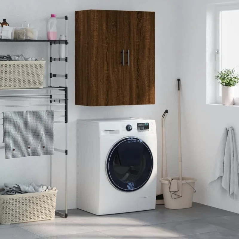 Vidaxl armario de pared marrón roble 69,5x34x90 cm