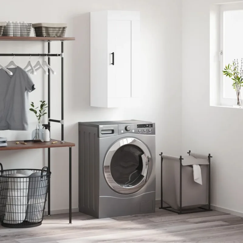 Vidaxl armario de pared madera de ingeniería blanco 34,5x34x90 cm