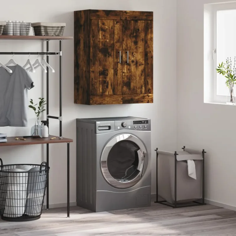 Vidaxl armario de pared madera ingeniería roble ahumado 69,5x34x90 cm