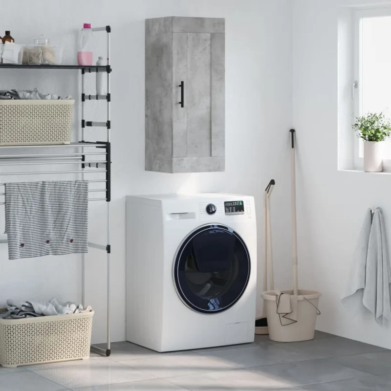 Vidaxl armario de pared madera ingeniería gris hormigón 34,5x34x90 cm