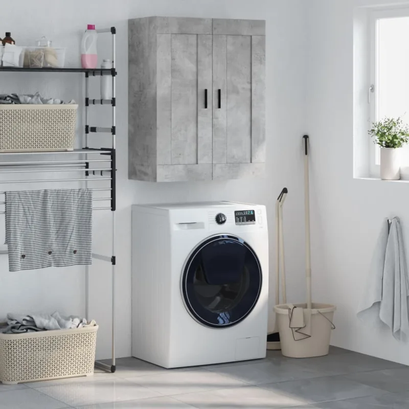 Vidaxl armario de pared madera ingeniería gris hormigón 69,5x34x90 cm