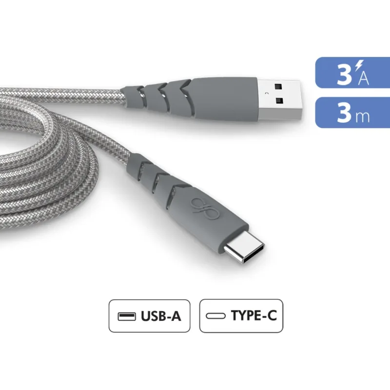 Cable usb-a/usb-c ultra reforzado - 3m de 3 m