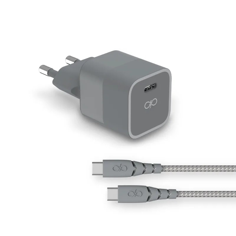 Cargador pared usb c+ cable usb c/usb c con conector
