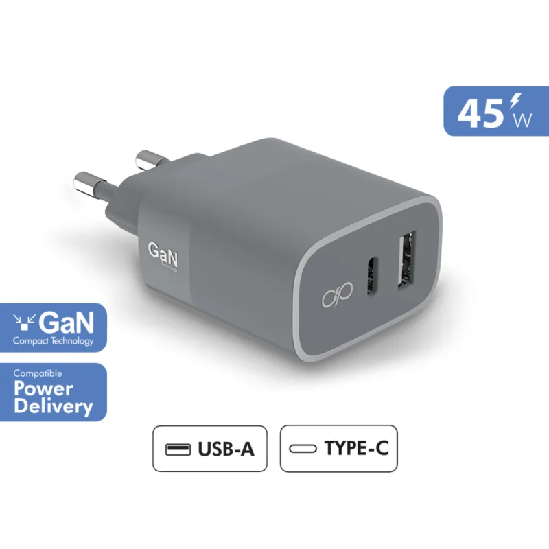 Cargador pared usb a+c pd 45w con conector usb