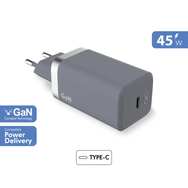 Cargador pared usb c pd 45w con conector