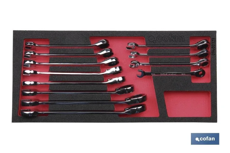 Cofan juego llaves combinadas carraca (modulo cajon 12 pz.