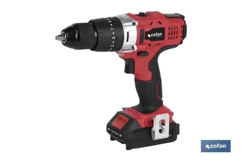 Cofan taladro 20 v.1 bateria 1.5 ah.cargador box