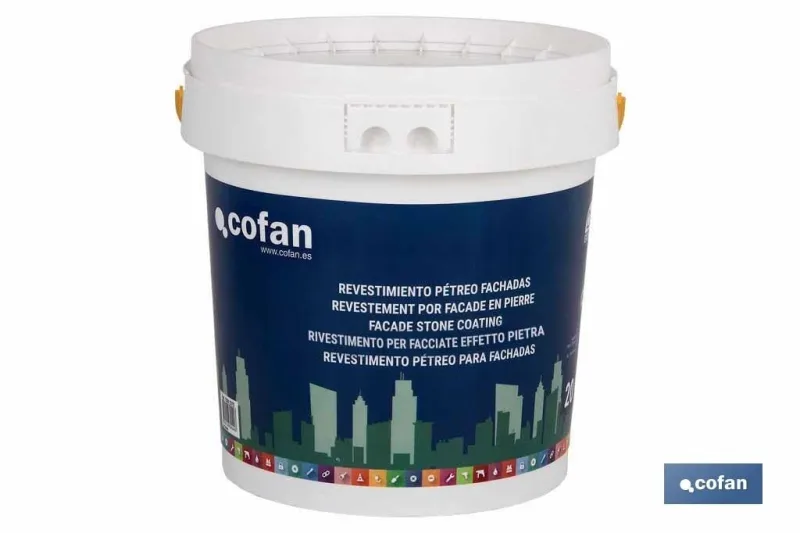 Cofan pintura revestimiento petreo 20 kg.blanco
