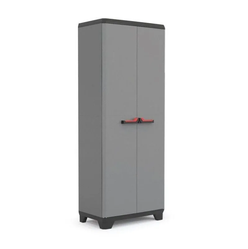 Armario escobero con cerradura, 2 puertas y 3 estantes regulables basic stilo keter