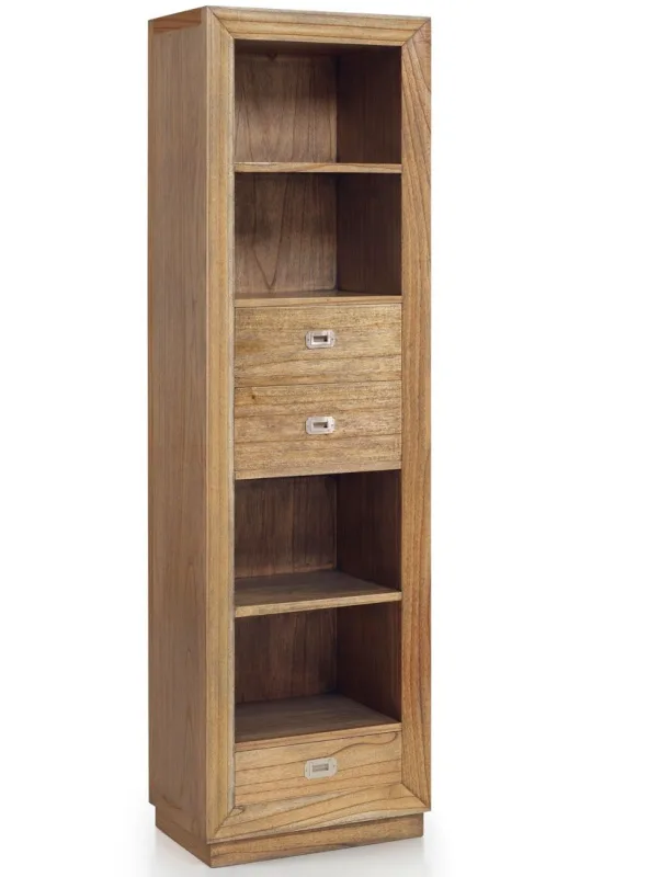 Librería mindy madera maciza natural 3 cajones 4 estantes mazari 55 cm