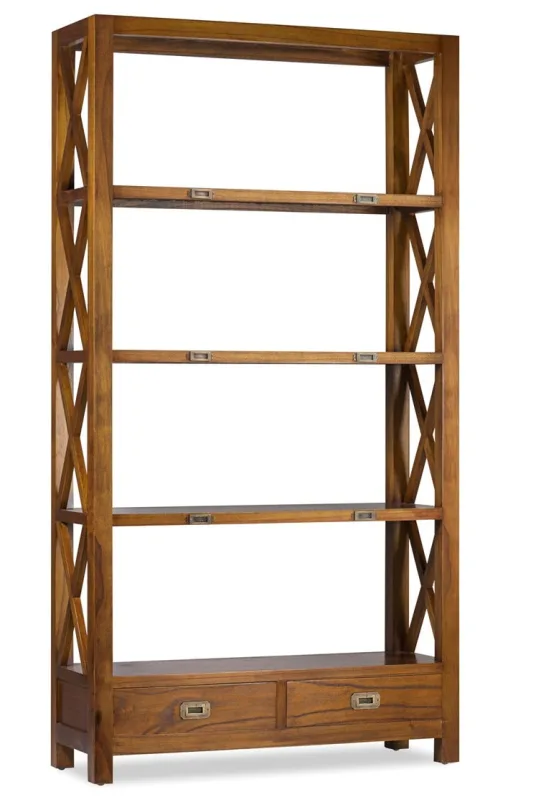 Librería mindy madera maciza 4 niveles 2 cajones orka 100 cm