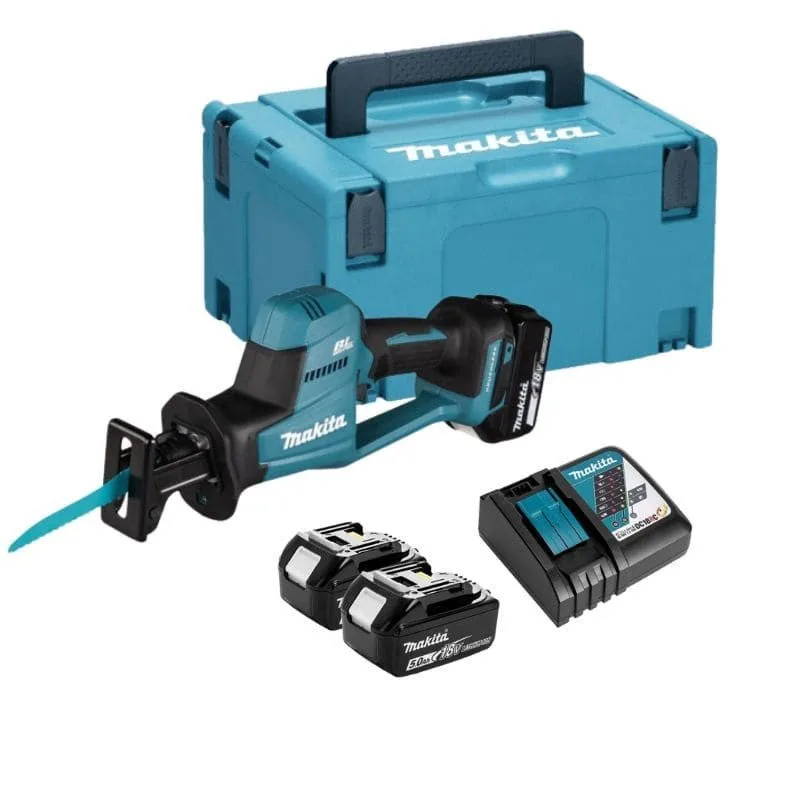 Makita outillage - scie sabre sans fil 18v, 2 batteries 5,0 ah xr, chargeur djr189rtj