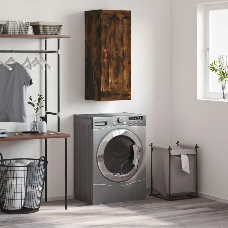 Maison exclusive - armario de pared madera ingeniería roble ahumado 34,5x34x90 cm