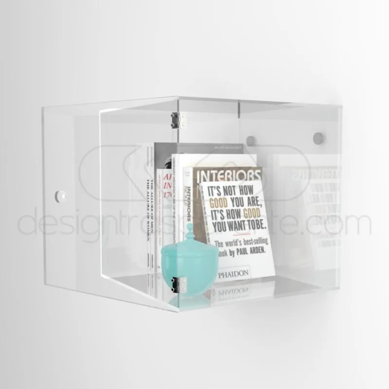 Cubo vitrina 35x30x35 cm en metacrilato transparente expositor de pared