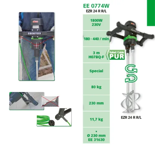 Mezcladora con 2 varillas ezr 24 r/l - 80 kg. - 1800 w (ex ee 0774p) repamina