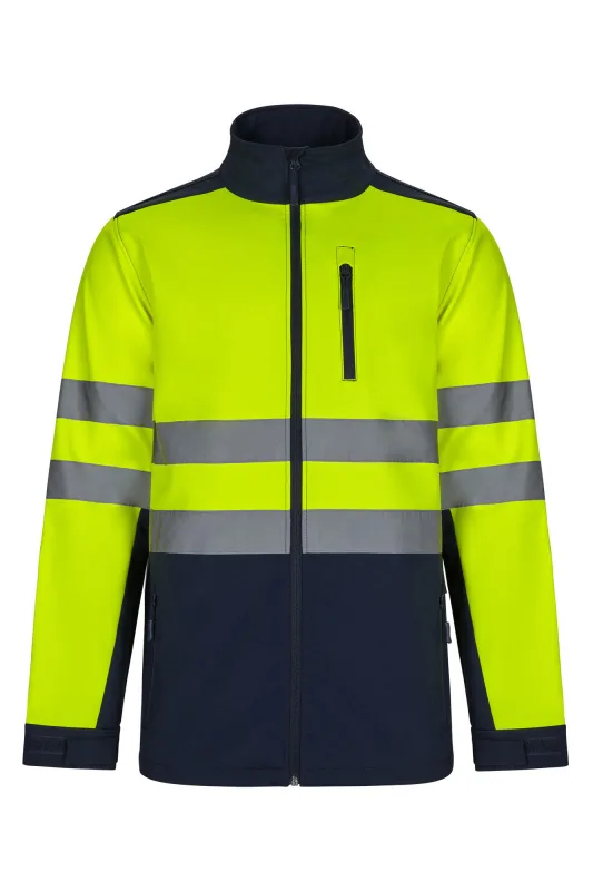 Cazadora soft shell bicolor av velilla - azul navy/amarillo flúor - xl