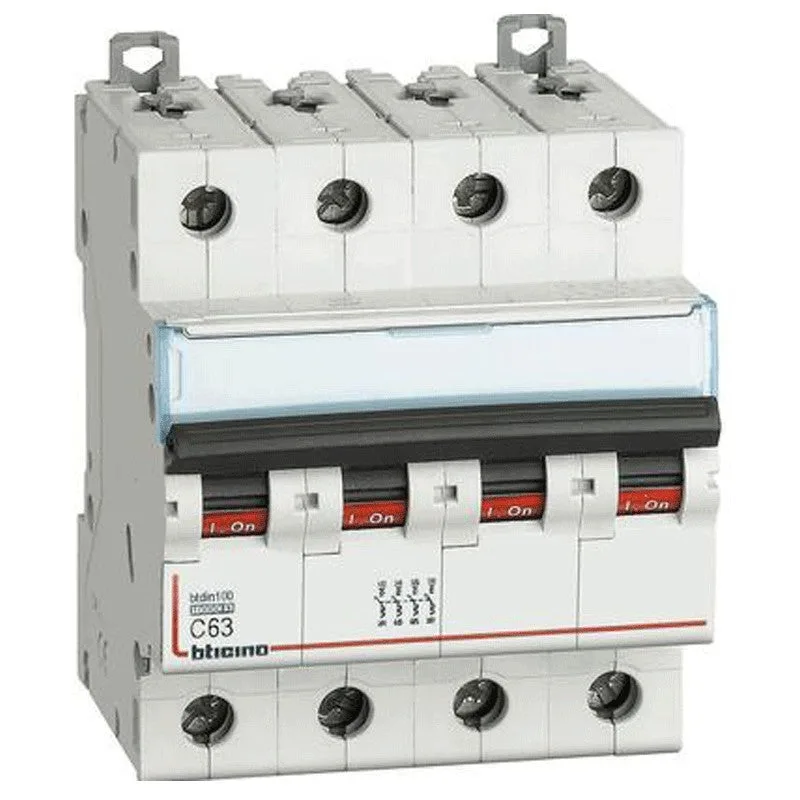 Interruptor magnetotérmico modular btdin100 4p curva c - in= 63a