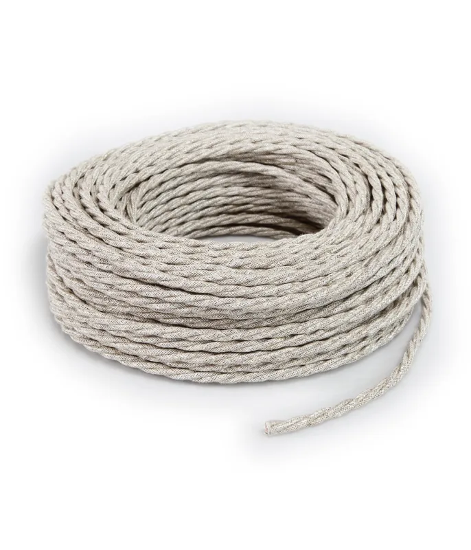 Lamorelllightdesign - cable eléctrico trenzado recubierto de tela canvas beige tr1 15mt 2x1.50