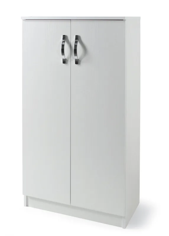 Armario de lavandería 2 puertas con estantes blancos 71x38x130 cm