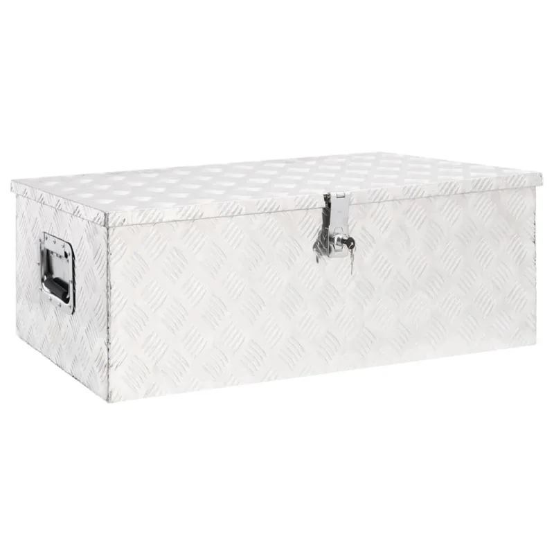 Caja de almacenamiento plata 90x47x33,5 cm aluminio