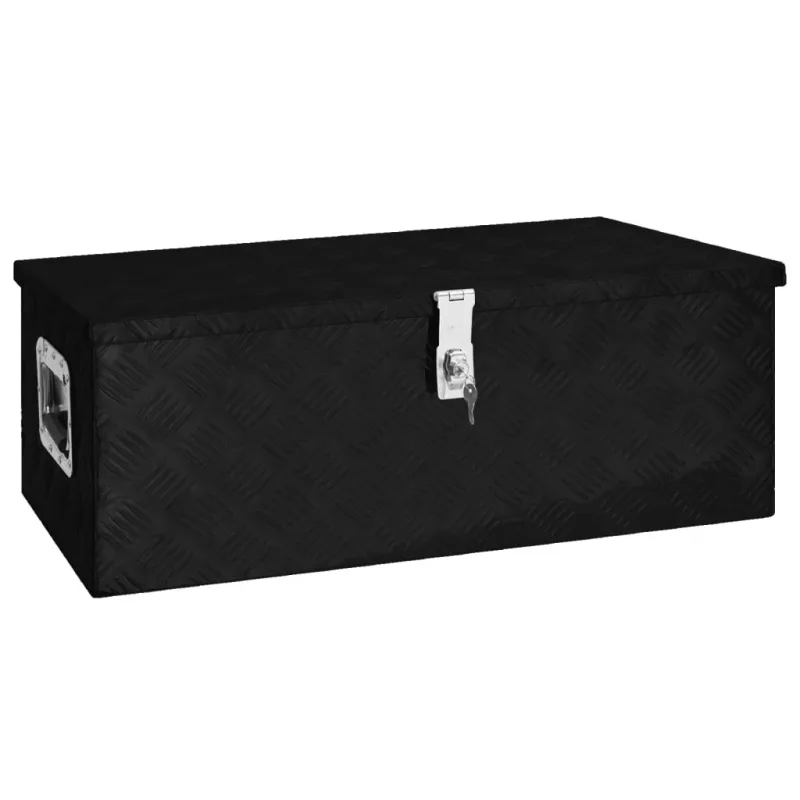 Caja de almacenamiento negro 80x39x30 cm aluminio