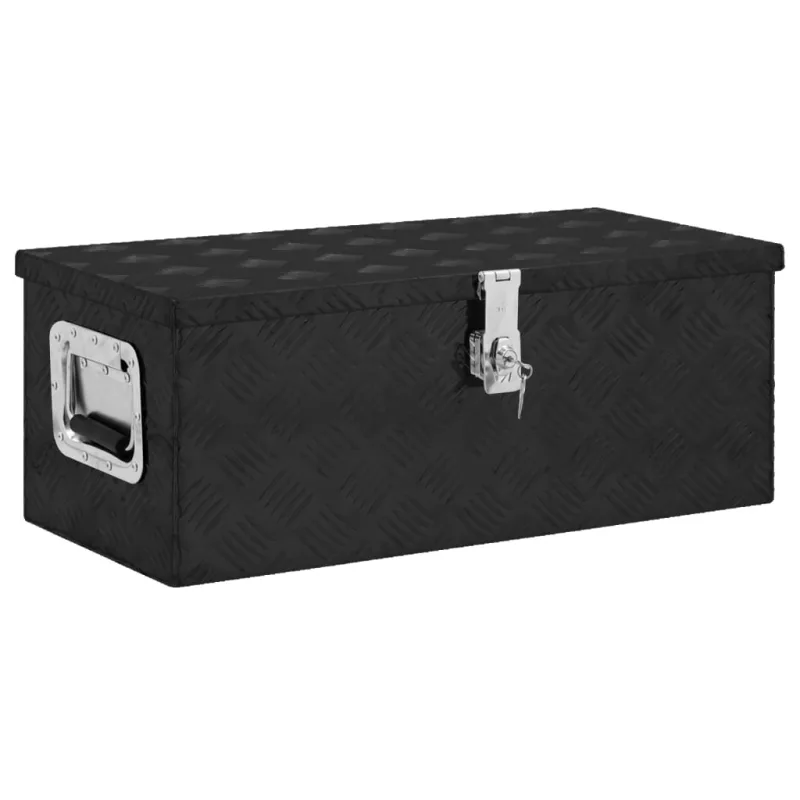 Caja de almacenamiento negro 70x31x27 cm aluminio