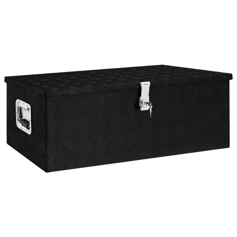Caja de almacenamiento negro 90x47x33,5 cm aluminio