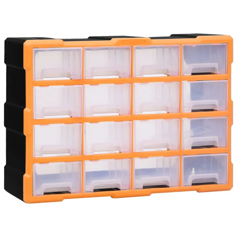 Organizador multicajones con 16 cajones centrales 52x16x37 cm