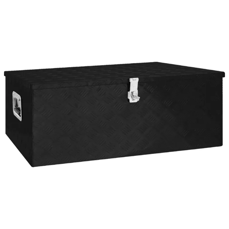 Caja de almacenamiento negro 100x55x37 cm aluminio