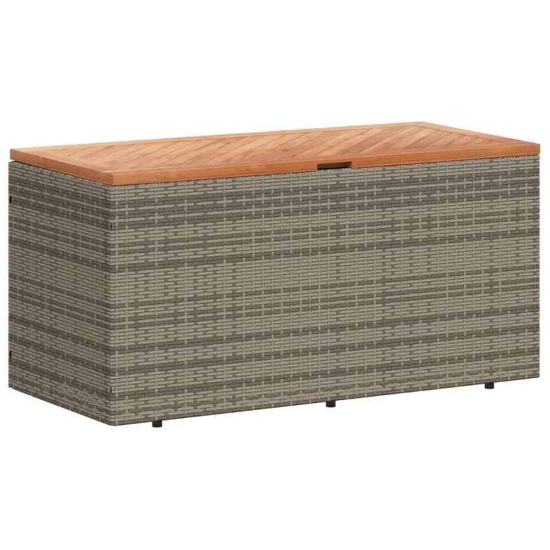 Caja de almacenaje jardín | arcón de jardín | baúl jardín madera acacia ratán gris 110x50x54 cm cfw301679