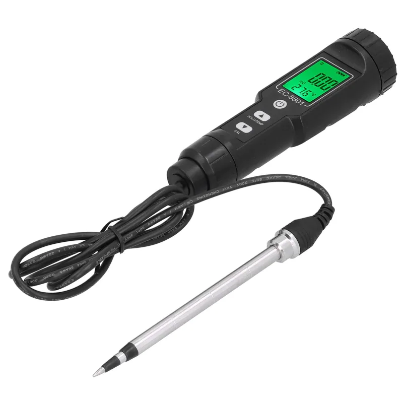 Medidor de temperatura ce del suelo con luz de fondo medidor de conductividad portátil agricultura hidropónica