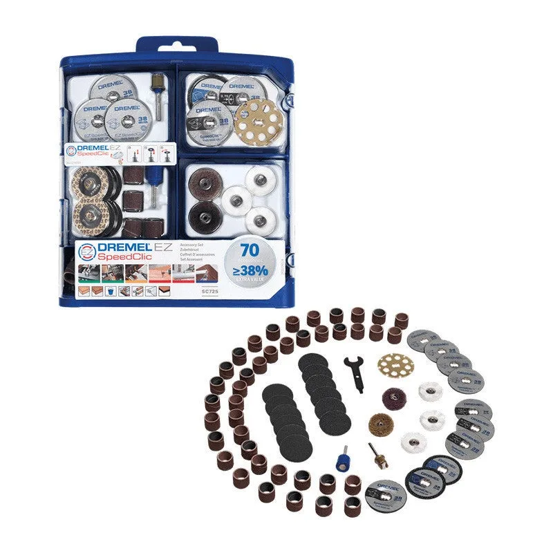 Dremel juego accesorios abrasivos sc 725 70 pz.