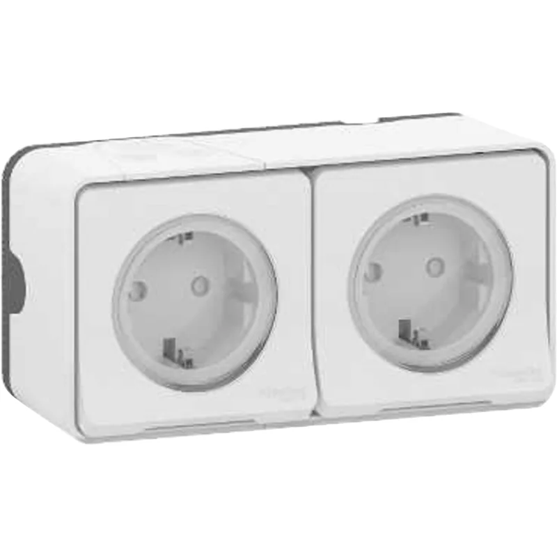Enchufe doble schneider mureva superficie blanco