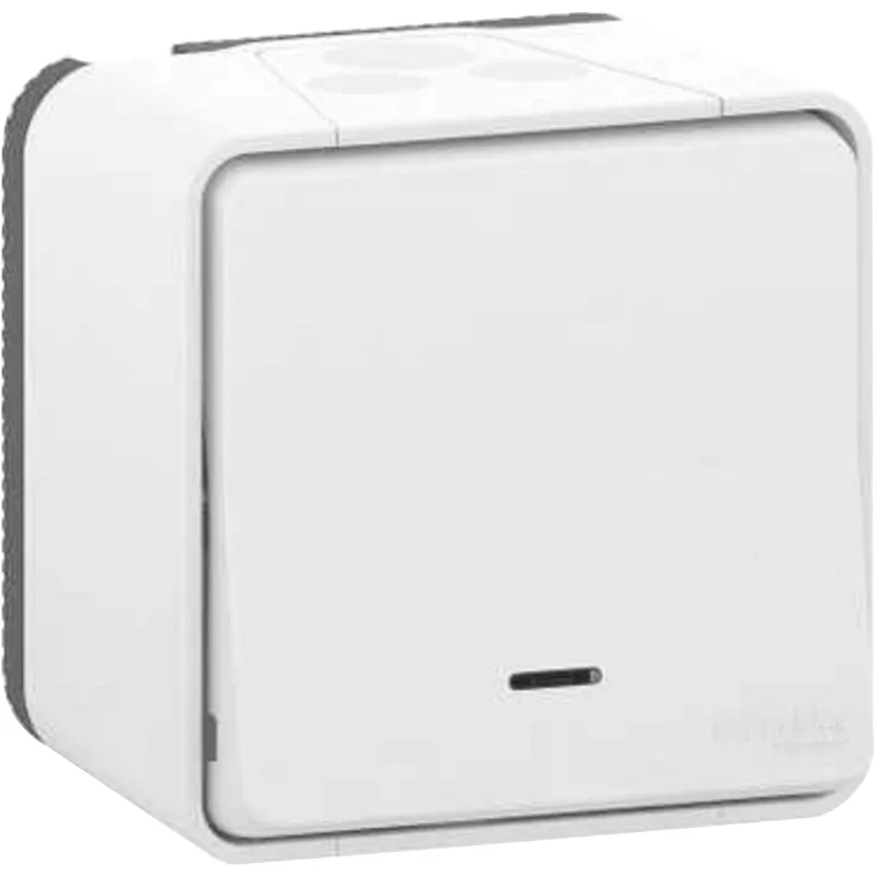 Pulsador con luz schneider mureva superficie blanco