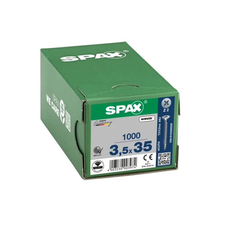 1000 tornillo para madera spax pozidriv con cabeza plana, ø 3.5 x l. 35 mm