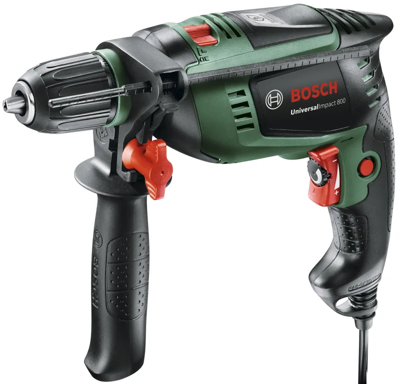 Taladro con cable bosch 800w con empuñadura, tope de profundidad y maletín de transporte