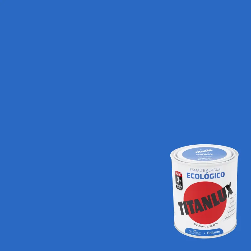 Esmalte de interior ecológico titanlux color azul luminoso brillante 750ml para puertas, ventanas, radiadores y muebles
