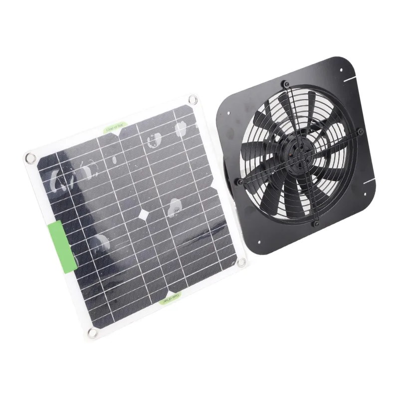 Kit de ventilador de panel solar, ventilador de escape con panel solar de 100 w, ventilador de escape portátil para gallineros, invernaderos, cobertiz