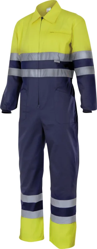 Mono bicolor alta visibilidad velilla - azul marino/naranja flúor - xl