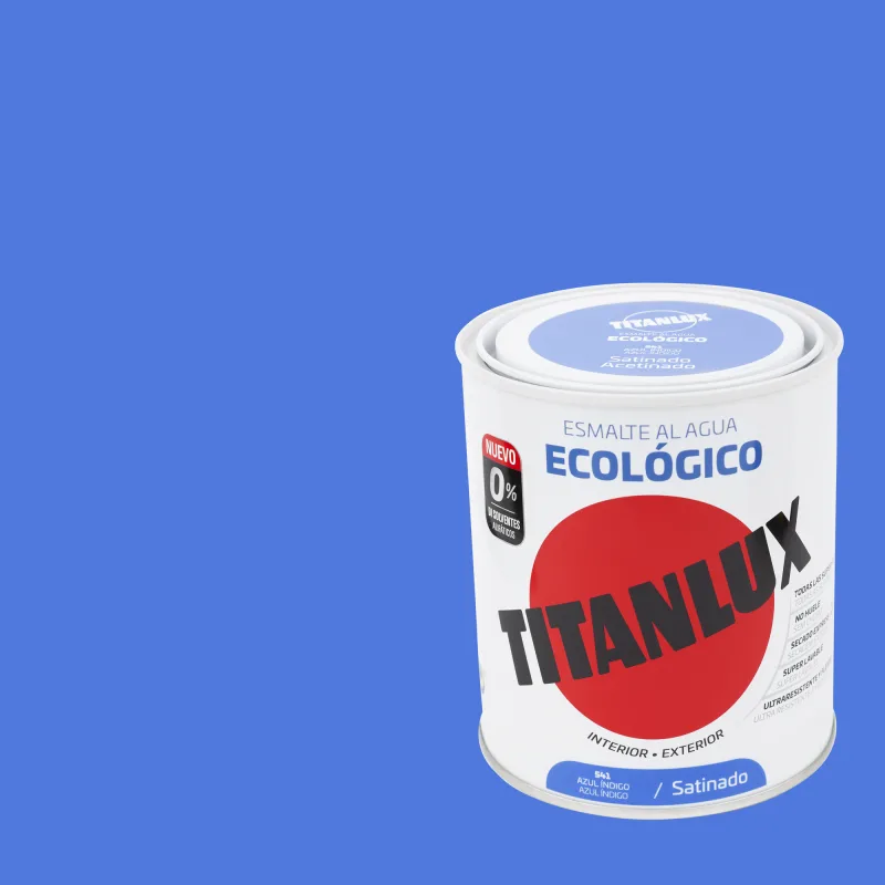 Esmalte de interior ecológico titanlux color azul indigo satinado 750ml para puertas, ventanas, radiadores y muebles