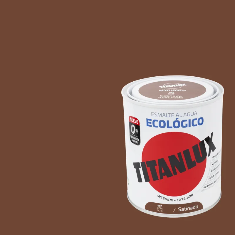 Esmalte de interior ecológico titanlux color ocre satinado 750ml para puertas, ventanas, radiadores y muebles