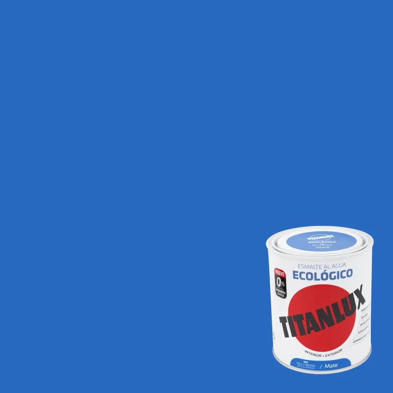 Esmalte de interior ecológico titanlux color azul luminoso mate 750ml para puertas, ventanas, radiadores y muebles